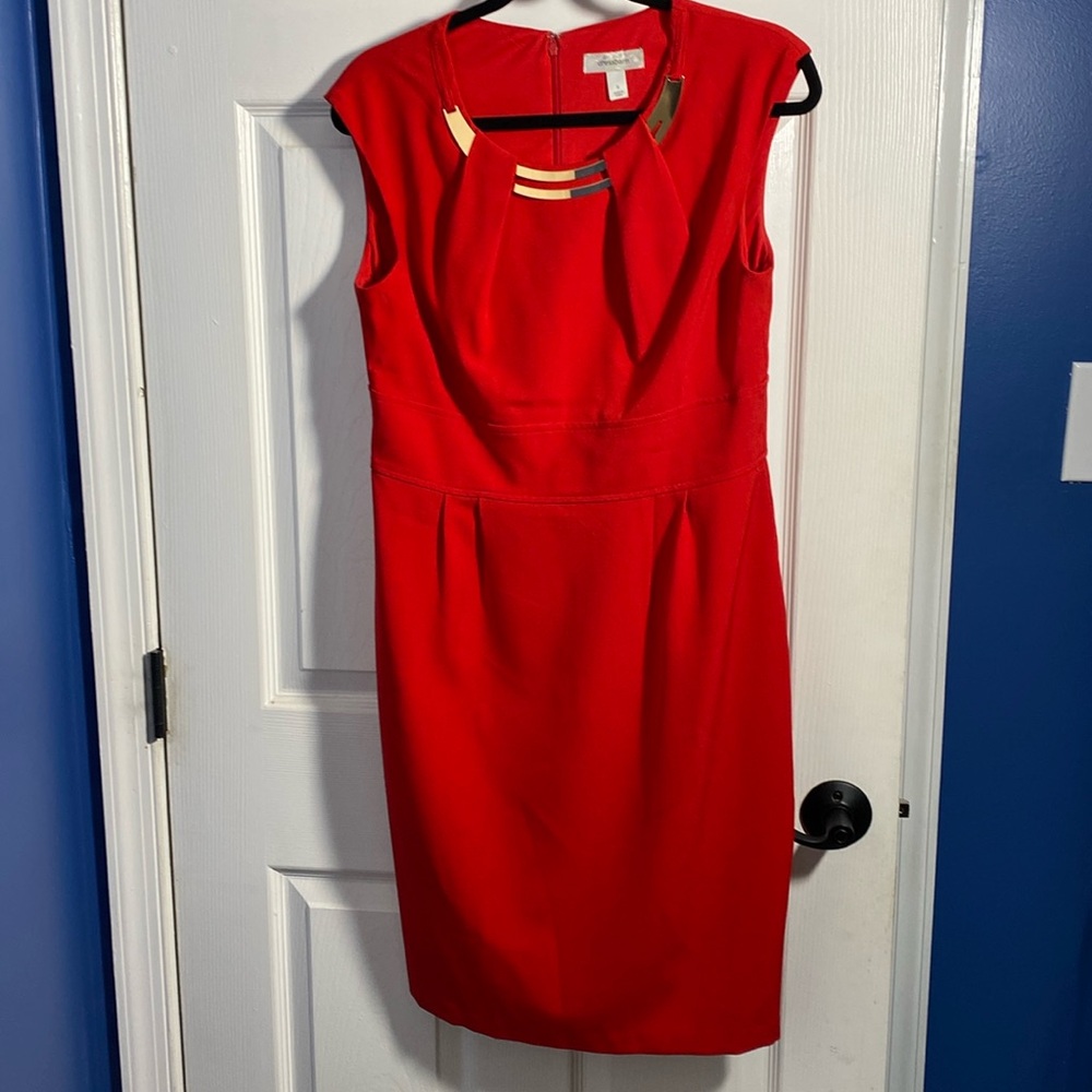 Dress Barn Red Sleeveless Midi Dress Size 8